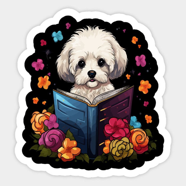 Bichon Frise  Reads Book Sticker by JH Mart